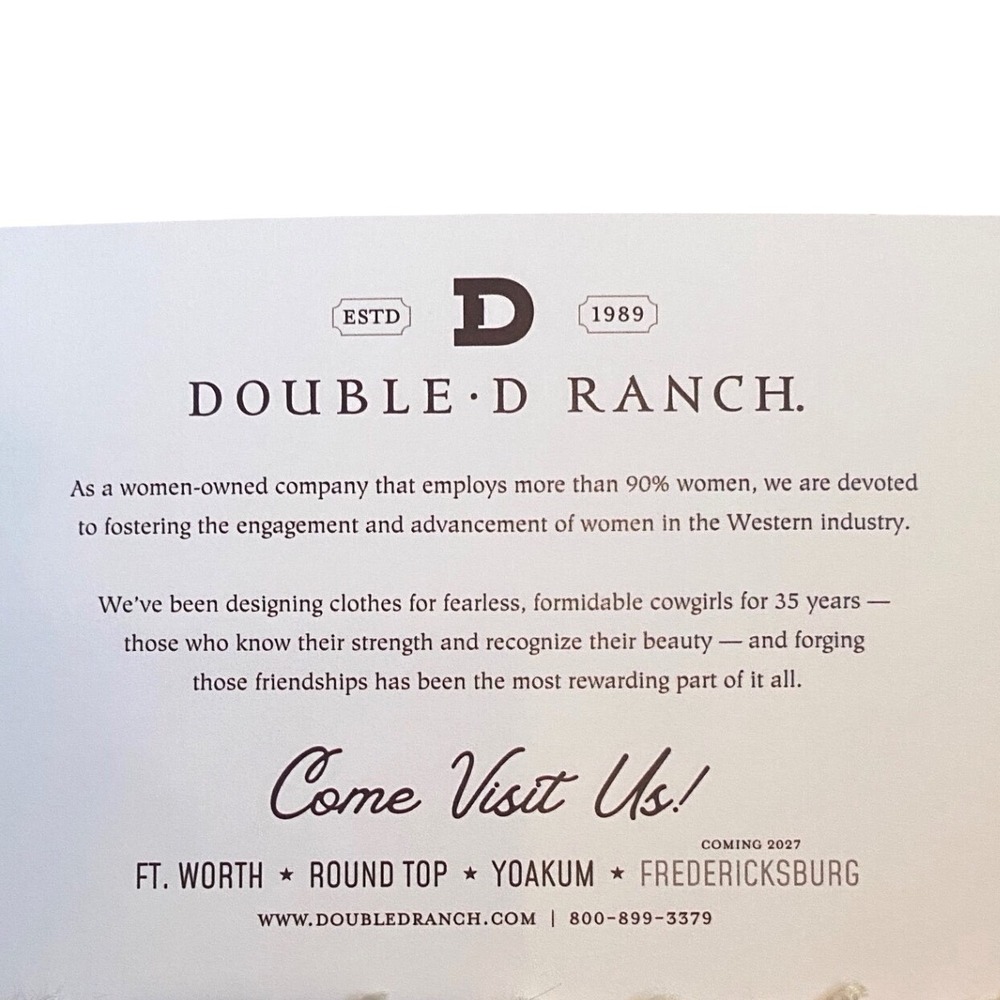 NEW DOUBLE D RANCH 100% Silk Scarf Country Western Cowgirl Boho 25" Blue Brown - Picture 9 of 9